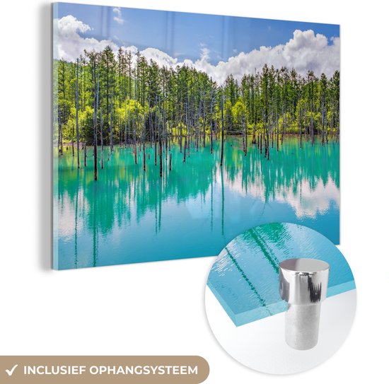 MuchoWow© Canvas Schilderij 120x80 cm Kamer Decoratie Woonkamer Schilderijen Slaapkamer Room Decor Wanddecoratie Wall Art Painting Bos - Natuur - Bloemen - Zon - Boom - Paars