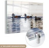 MuchoWow® Glasschilderij 180x120 cm - Schilderij acrylglas - Eenden - Vogels - Water - Foto op glas - Schilderijen