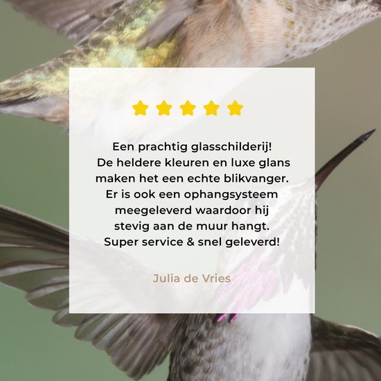 MuchoWow® Glasschilderij 150x100 cm - Schilderij acrylglas - Kolibrie - Vogels - Bloem - Foto op glas - Schilderijen