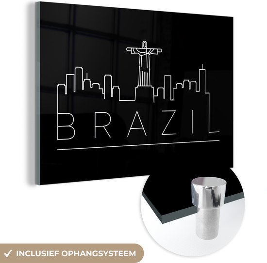 Glasschilderij - Stadsaanzicht Brazil op een zwarte achtergrond - Plexiglas Schilderijen