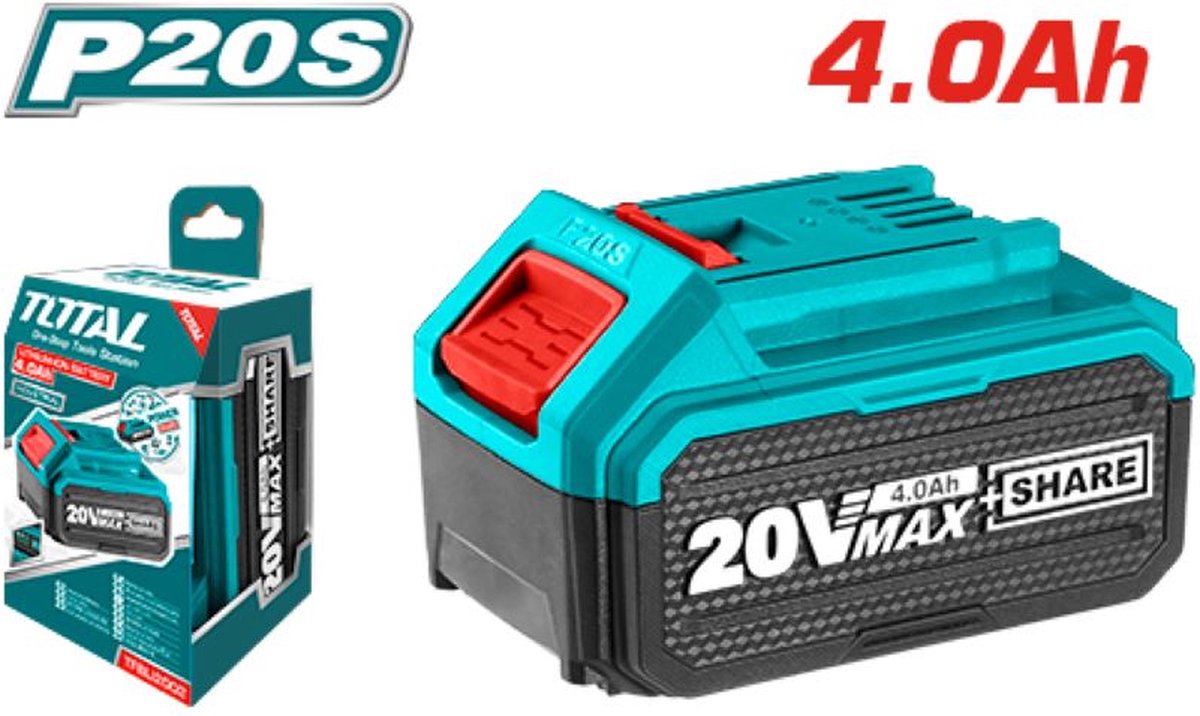 Total Tools 20V accu 4,0Ah – P20S batterij voor Total 20V gereedschap