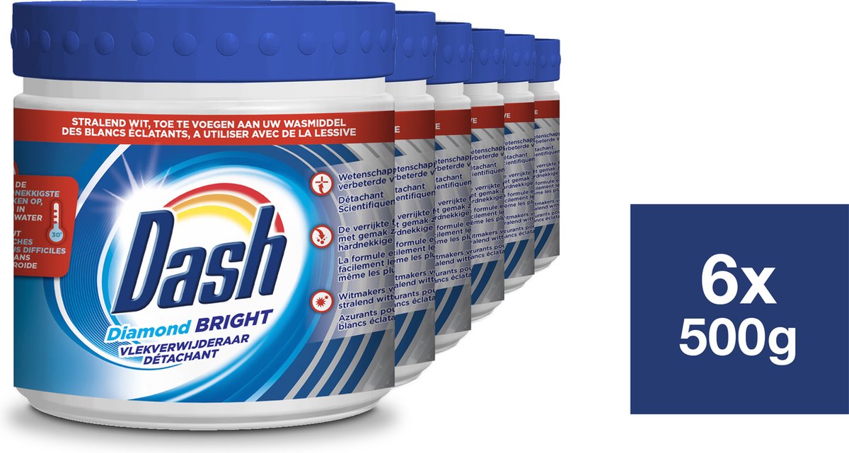 Goedkoopste 6x Dash Vlekverwijderaar Diamond Bright Poeder-Wit 500 gr