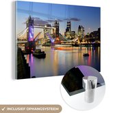 MuchoWow® Glasschilderij 150x100 cm - Schilderij acrylglas - Londen - Tower Bridge - Engeland - Foto op glas - Schilderijen