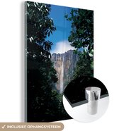 MuchoWow® Glasschilderij 120x160 cm - Schilderij acrylglas - Waterval - Amerika - Berg - Boom - Foto op glas - Schilderijen