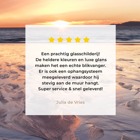 Peinture sur verre - Plage - Soleil - Mer - 180x120 cm - Peintures acryliques - Photo sur Glas