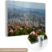MuchoWow® Glasschilderij 180x120 cm - Schilderij acrylglas - Luchtfoto van het zuiden van Belo Horizonte in Brazilië - Foto op glas - Schilderijen