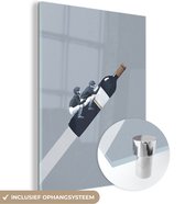 MuchoWow® Peinture sur verre 30x40 cm - Peinture sur verre acrylique - Bouteille - Hommes - Vintage - Photo sur verre - Peintures