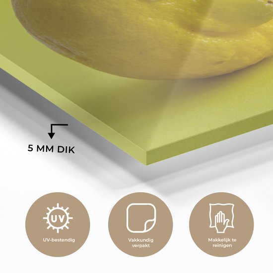 Peinture sur verre MuchoWow® - Citron et citron vert aux yeux écarquillés - 150x100 cm - Peintures sur verre acrylique - Photo sur Glas