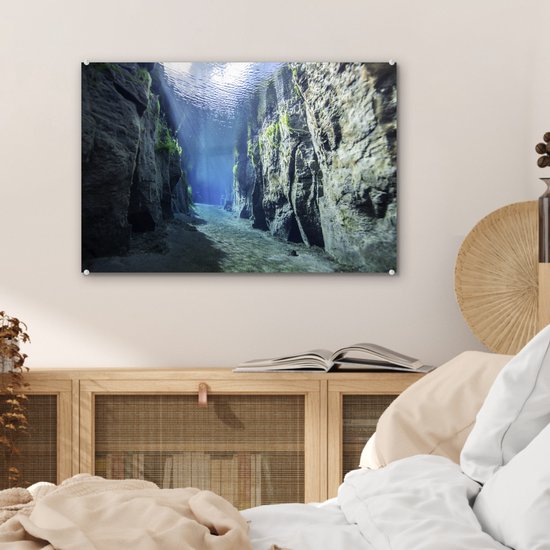 Rocks under water Glas 60x40 cm - Tirage photo sur Glas (décoration murale en plexiglas)