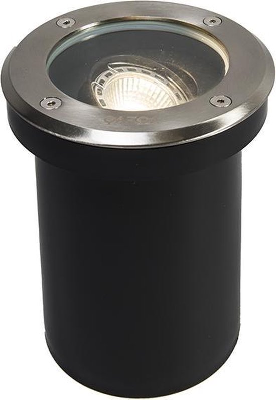 QAZQA delux - Moderne Grondspot - 1 lichts - Ø 130 mm - Staal - Buitenverlichting