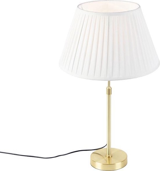 QAZQA parte - Klassieke Tafellamp met kap - 1 lichts - H 690 mm - Wit - Woonkamer | Slaapkamer | Keuken