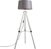 QAZQA Tripod 45 R - Industriele Verstelbare Vloerlamp | Staande Lamp - 1 lichts - H 1515 mm - Wit - Industrieel -  Woonkamer | Slaapkamer | Keuken