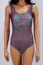 Badpak- Elegante kleurrijke Dames Zwempak- Bikini Tank Zwemkleding Strandkleding 427- Groen rood- Maat 40/S