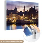MuchoWow® Glasschilderij 30x20 cm - Schilderij acrylglas - Licht - Water - Maastricht - Foto op glas - Schilderijen