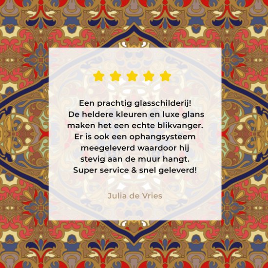 Peinture sur Verre - Tapis Persan - Tapis - Jaune - Rouge - 30x20 cm - Peintures sur Verre Peintures - Photo sur Glas