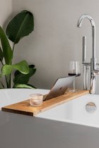 Planche de bain pour le bain 80 cm - Planche de bain en chêne massif chaud - Planche de bain en bois - avec support de tablette - eikenhout durable et solide