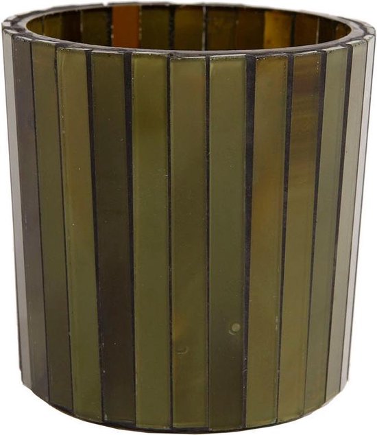 Sfeerlicht verticaal glas cilinder S Ø8x8 cm d.groen