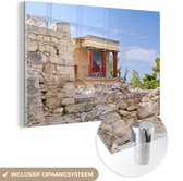 MuchoWow® Glasschilderij 30x20 cm - Schilderij acrylglas - Knossos - Kreta - Griekenland - Foto op glas - Schilderijen