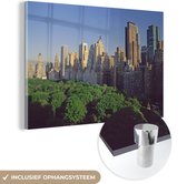 MuchoWow® Glasschilderij 90x60 cm - Schilderij acrylglas - New York - Amerika - Central Park - Foto op glas - Schilderijen