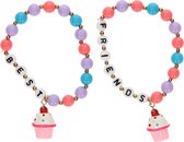 Look at me Best Friend armband 2 stuks met cupcake