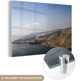 MuchoWow® Glasschilderij 60x40 cm - Schilderij acrylglas - Azië - Bergen - Water - Foto op glas - Schilderijen
