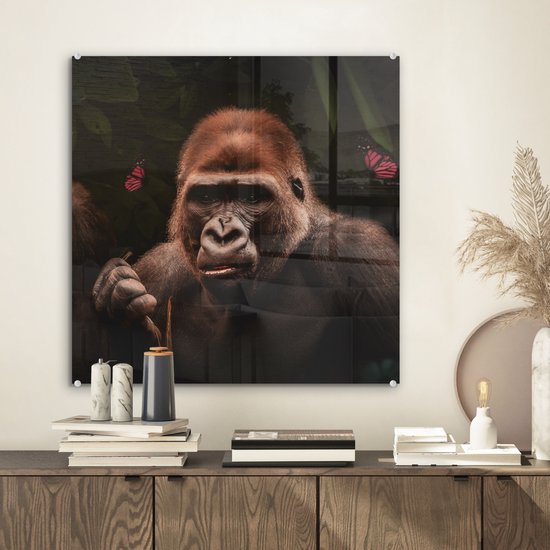 MuchoWow® Peinture sur verre - Animaux - Singe - Gorilla - 50x50 cm - Peintures sur verre acrylique - Photo sur Glas
