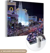 MuchoWow® Glasschilderij 160x120 cm - Schilderij acrylglas - De imposante boulevard van Las Vegas - Foto op glas - Schilderijen