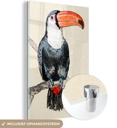 MuchoWow® Peinture sur verre 80x120 cm - Peinture acrylique sur verre - Illustration colorée d'un toucan - Photo sur verre - Peintures