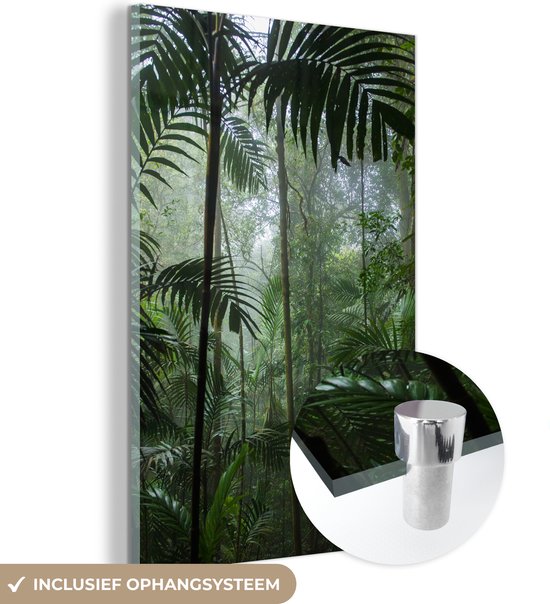 MuchoWow® Glasschilderij 120x180 cm - Schilderij acrylglas - Regenwoud - Tropisch - Jungle - Bomen - Planten - Foto op glas - Schilderijen