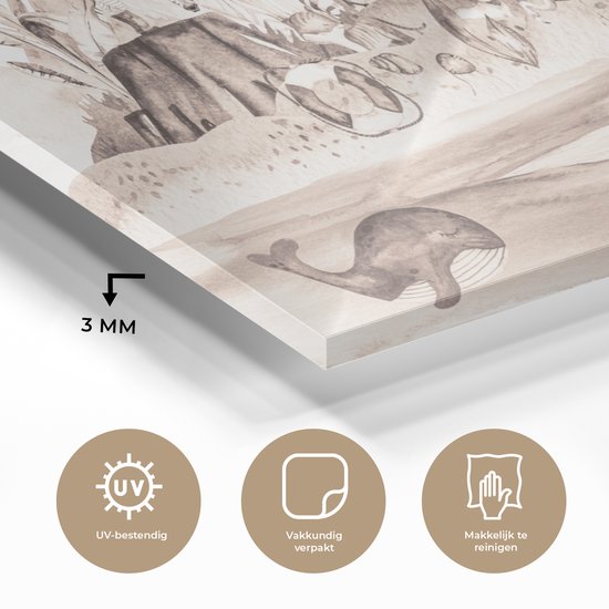 MuchoWow® Peinture sur verre 40x20 cm - Peinture sur verre acrylique - Plage - Enfants - Phare - Alpaga - Mer - Animaux - Photo sur verre - Peintures