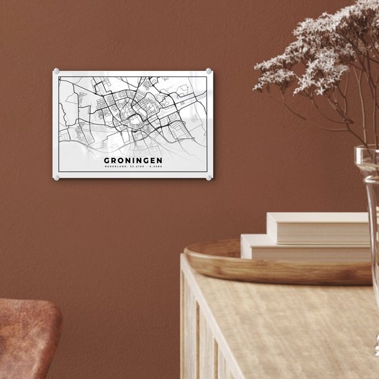 Peinture sur Verre - Plan de la Ville - Groningue - Pays- Nederland - 30x20 cm - Peintures sur Verre Peintures - Photo sur Glas