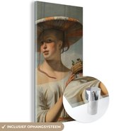 MuchoWow® Glasschilderij 40x80 cm - Schilderij acrylglas - Meisje met een brede hoed - Schilderij van Caesar Boëtius van Everdingen - Foto op glas - Schilderijen