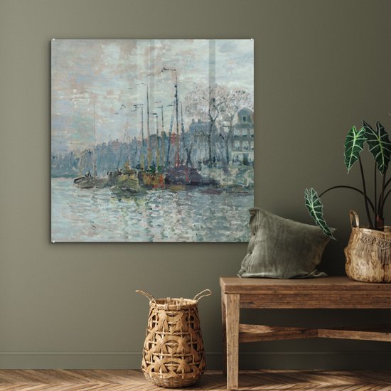 Peinture sur Verre - Zaandam de dijk - Claude Monet - 90x90 cm - Peintures sur Verre Acrylique - Photo sur Glas