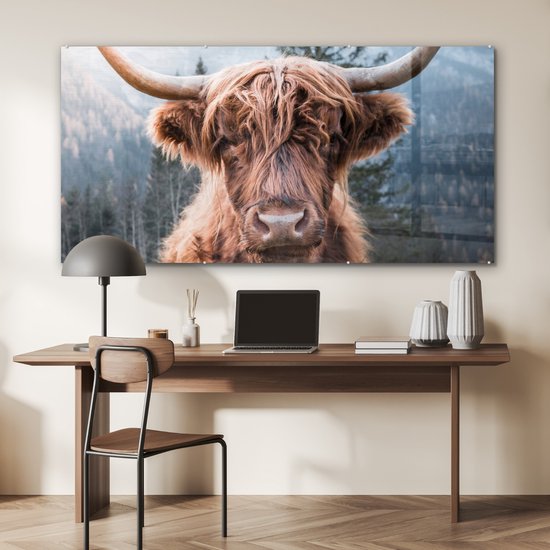 Peinture sur Verre - Highlander écossais - Animaux - Forêt - 160x80 cm - Peintures sur Verre Peintures - Photo sur Glas