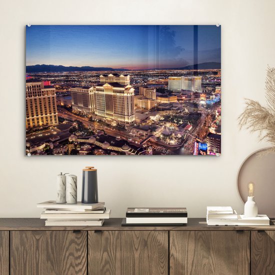 Night lights Las Vegas Glass 60x40 cm - Tirage photo sur verre (décoration murale en plexiglas)