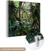 MuchoWow® Glasschilderij 90x90 cm - Schilderij acrylglas - Planten in regenwoud - Foto op glas - Schilderijen