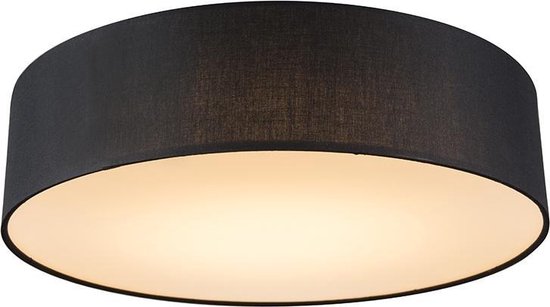 QAZQA drum led - Moderne LED Plafondlamp - 1 lichts - Ø 400 mm - Zwart - Woonkamer | Slaapkamer | Keuken