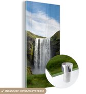MuchoWow® Glasschilderij 60x120 cm - Schilderij glas - Waterval - IJsland - Natuur - Foto op acrylglas - Schilderijen
