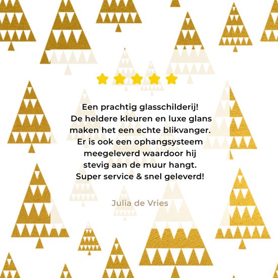 MuchoWow® Glasschilderij 60x40 cm - Schilderij acrylglas - Kerst - Kerstbomen - Goud - Patronen - Foto op glas - Schilderijen