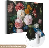 MuchoWow® Glasschilderij 120x80 cm - Schilderij acrylglas - Stilleven met bloemen in een glazen vaas - Schilderij van Jan Davidsz. de Heem - Foto op glas - Schilderijen