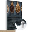 ® Glasschilderij 20x30 cm - Schilderij acrylglas - Kruiden - Lepels - Hout - Keuken - Specerijen - Industrieel - Foto op glas - Muurdecoratie woonkamer - Wanddecoratie slaapkamer - Schilderijen