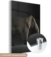 MuchoWow® Glasschilderij 60x80 cm - Schilderij acrylglas - Olifant - Dieren - Licht - Foto op glas - Schilderijen