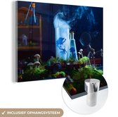 MuchoWow® Glasschilderij 30x20 cm - Schilderij acrylglas - Vleesetende plant in put - Foto op glas - Schilderijen