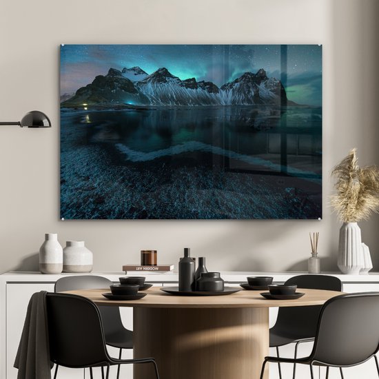 MuchoWow® Peinture sur Verre - Aurores Boréales à Aurore - 90x60 cm - Peintures sur Verre Acrylique - Photo sur Glas
