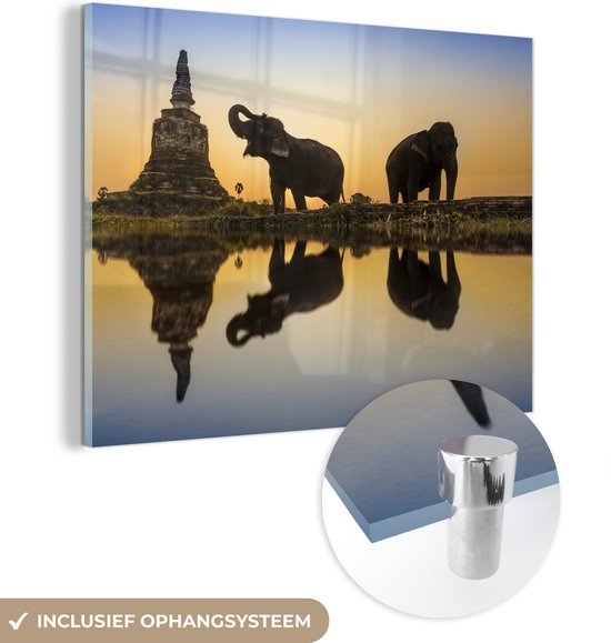 MuchoWow® Glasschilderij - Zonsondergang in Thailand - Acrylglas Schilderijen - Foto op Glas