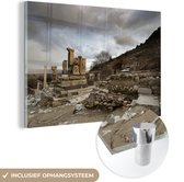 MuchoWow® Glasschilderij 60x40 cm - Schilderij acrylglas - Wolken boven de ruïnes van Efeze in Turkije - Foto op glas - Schilderijen