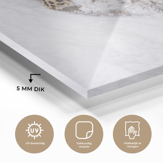 Peinture sur Verre - Léopard des Neiges - Neige - Jaune - 180x120 cm - Peintures sur Verre Peintures - Photo sur Glas