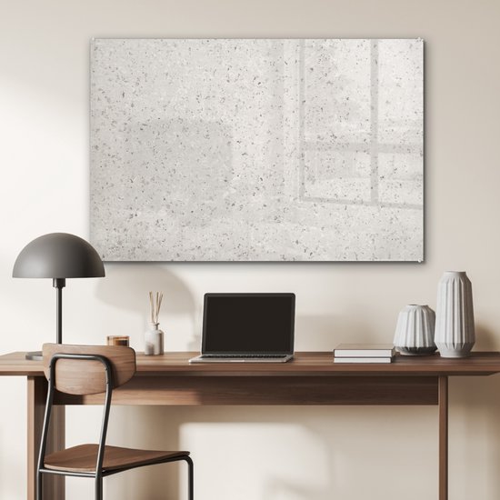 MuchoWow® Peinture sur verre - Granit - Grijs - Motif - Design - Wit - 120x80 cm - Peintures sur verre acrylique - Photo sur Glas