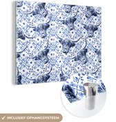 MuchoWow® Peinture sur verre 160x120 cm - Peinture sur verre acrylique - Highlander écossais - Vache - Bleu de Delft - Photo sur verre - Peintures