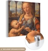 MuchoWow® Peinture sur verre 50x50 cm - Peinture sur verre acrylique - Madone à l'œillet - Leonardo de Vinci - Photo sur verre - Peintures